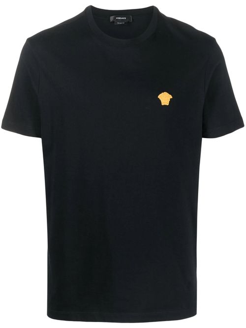 Medusa Embroidered Crewneck T-Shirt with Short Sleeves