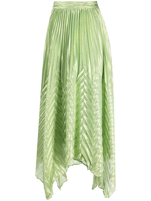 Metallic-thread pleated skirt - Green
