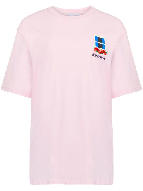 Window-embroidered T-shirt - Pink