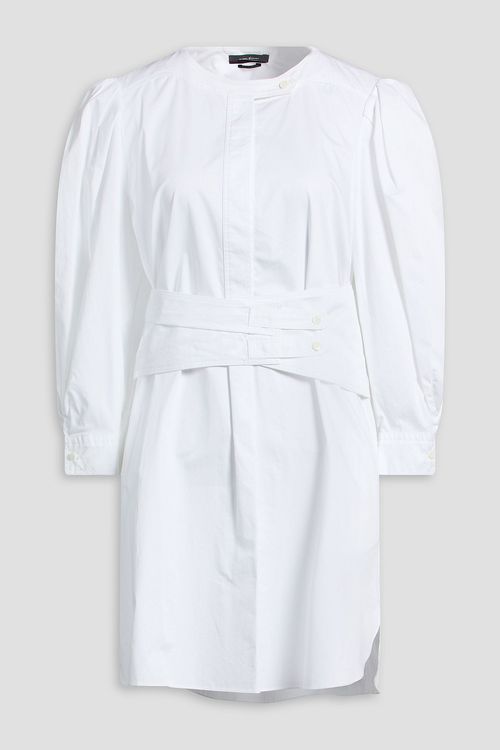 Belted cotton-poplin mini dress - White - FR 40