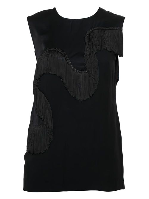 Fringe-detailing top - Black