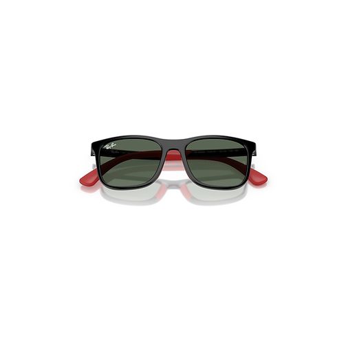 Ray-Ban Rb9084s Kids Bio-based Sunglasses Black On Rubber Red Frame Green Lenses 47-16