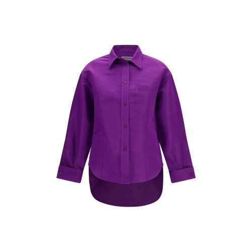 Asymmetric Cotton Shirt — Purple
