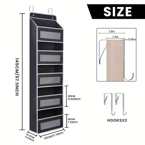 TEMU 5-tier Hanging Door Organiser With Large Capacity Pockets - Anti-tilt Design, Ideal For Bedroom, Bathroom And Home Storage, Home Organising