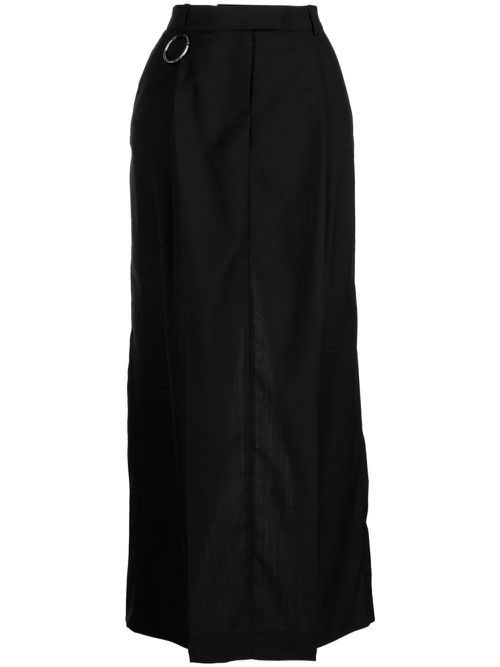 Pleat-detail wool maxi skirt - Black