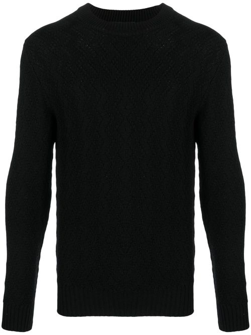 Crew-neck virgin wool jumper - Black