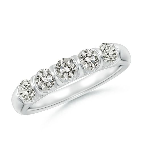 Angara 0.73 Carat Bar Set Five Stone Round Diamond Wedding Ring for Her in 14K White Gold
