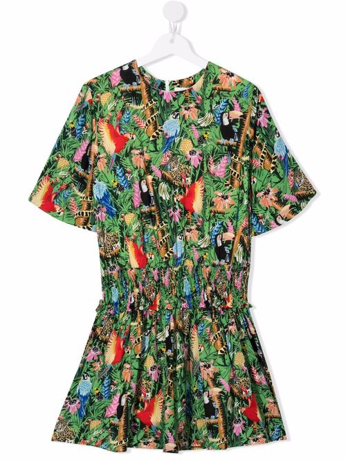TEEN jungle-print dress - Black