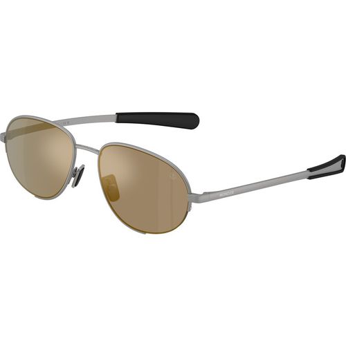 Moncler Uniseks Moncler ME4018 CIRCUIT 10164T Zonnebrillen Metaal Grijs Bruin Rotonde Normaal Gespiegeld