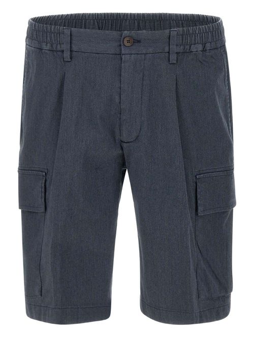 Pleated cargo shorts - Blue