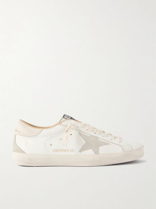 Super-Star Distressed Suede-Trimmed Leather Sneakers