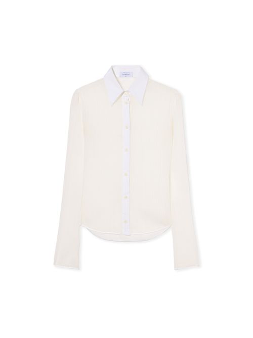 Plisse Long Sleeve Shirt - Female Hemden White