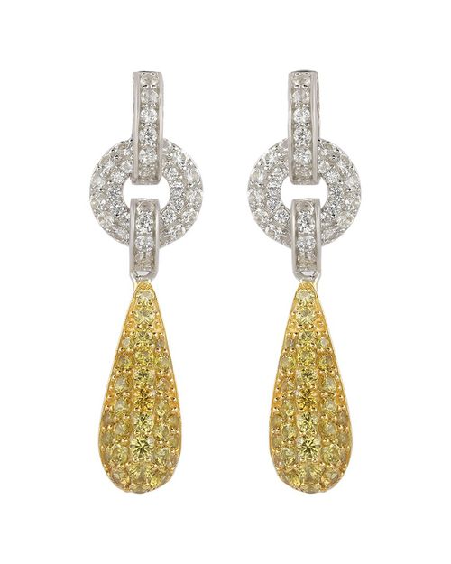 Silver 0.02 ct. tw. Diamond & Sapphire Drop Earrings