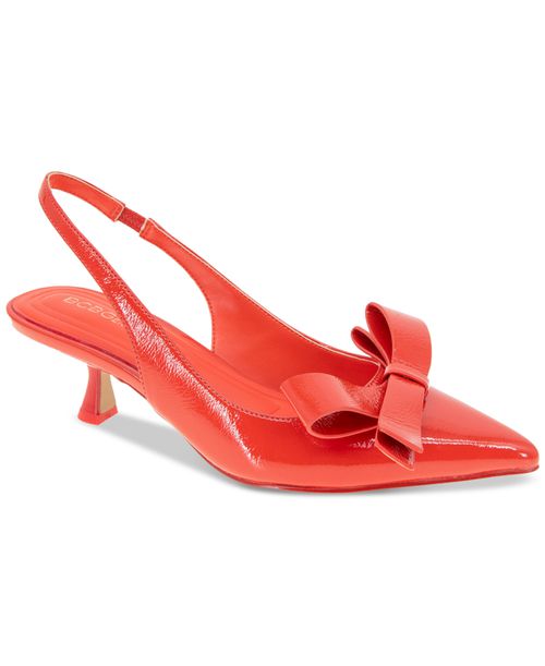 Women's Kasti Slingback Kitten-Heel Bow Pumps - Tomato Patent