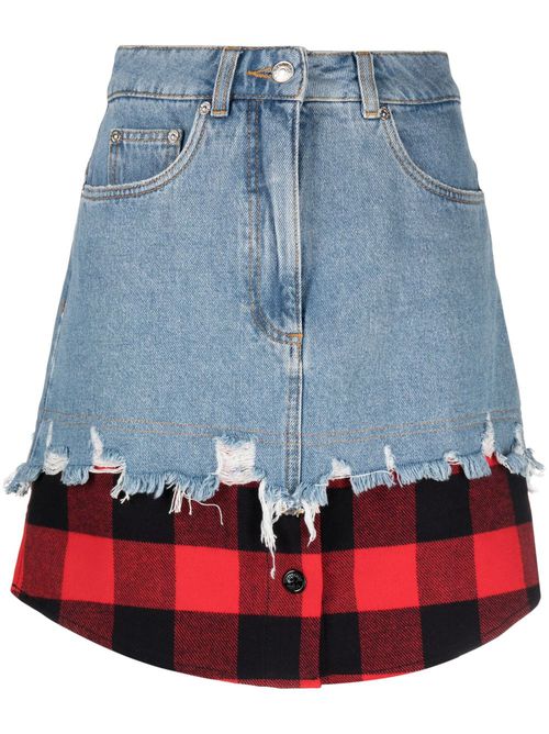 Layered-design denim skirt - Blue