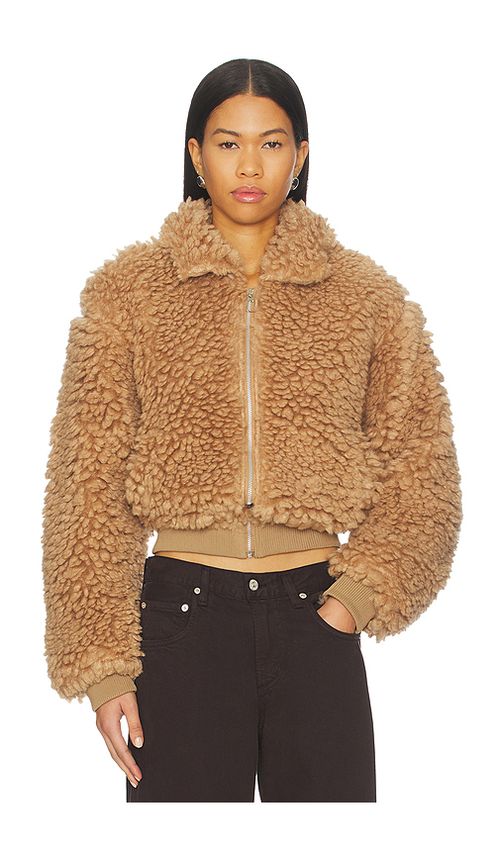 MORE TO COME Indira Teddy Jacket in Tan. XL. Also in L, M, S