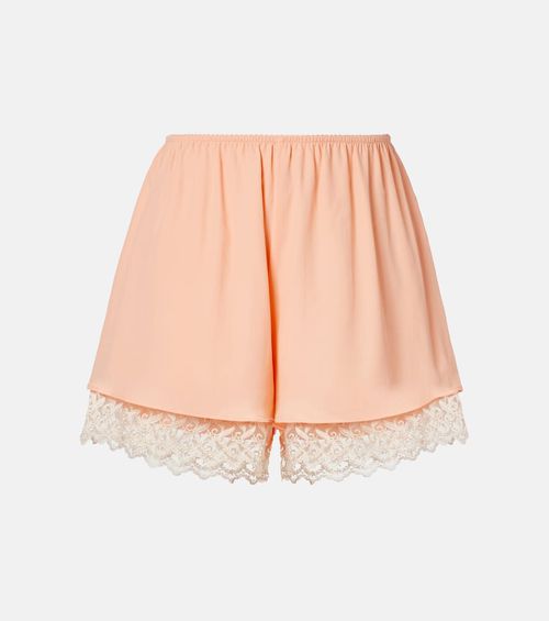 Lace-trimmed satin shorts