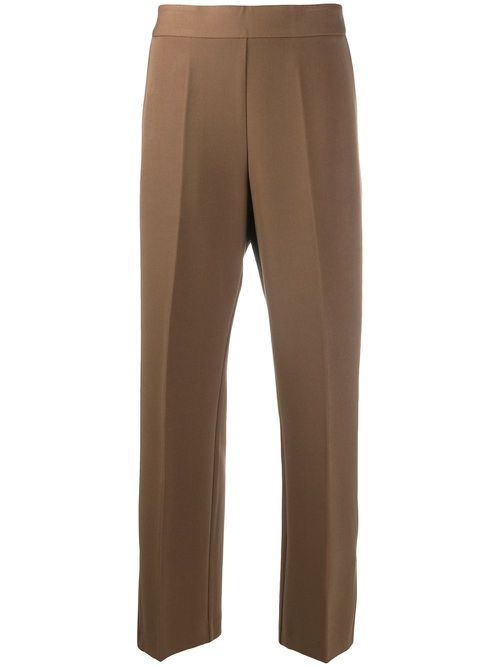 High waist cropped trousers - Brown