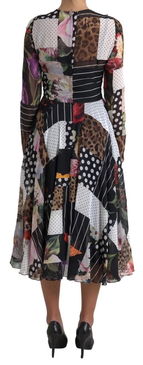 Patchwork Floral & Leopard Dress — Multicolor