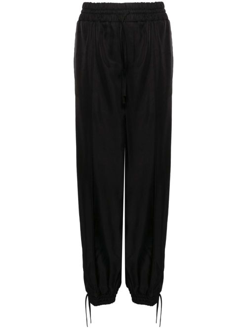 Drawstring-waist tapered trousers - Black