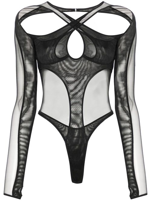 Layered cut-out bodysuit - Black