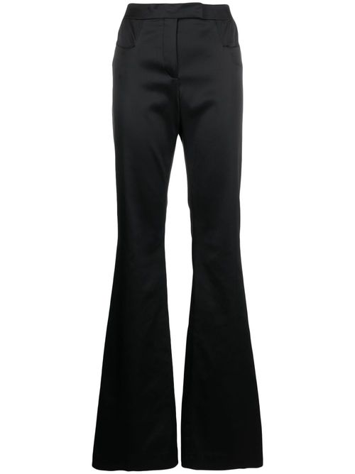 Flared satin trousers - Black