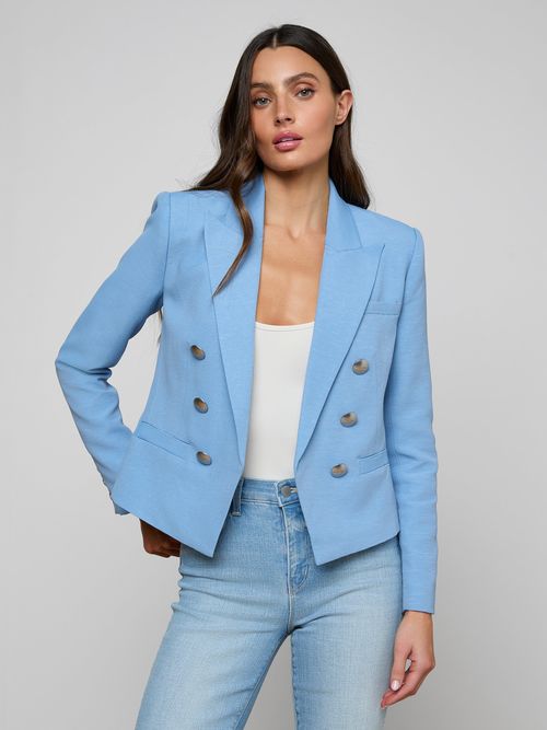 Brooke Blazer In Allure Blue/ivory/blue Watercolor Lilac