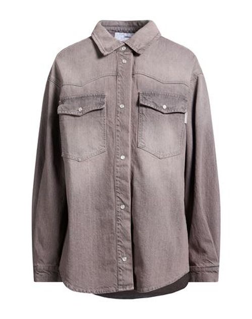 Woman Denim shirt Taupe Size 6 Cotton
