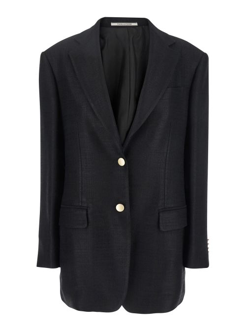 Black Jacket With Pointed Lapels And Front Pockets In Viscose Blend Woman