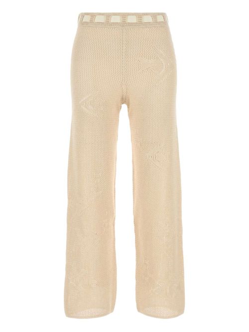 Crochet-detail trousers - Neutrals