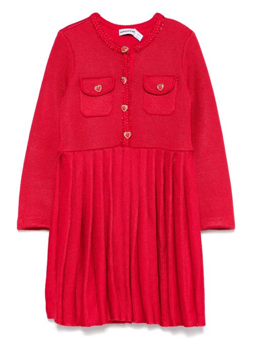Knit pleated dress - Red