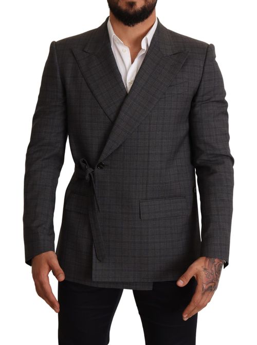 Check Wool Blazer — Gray