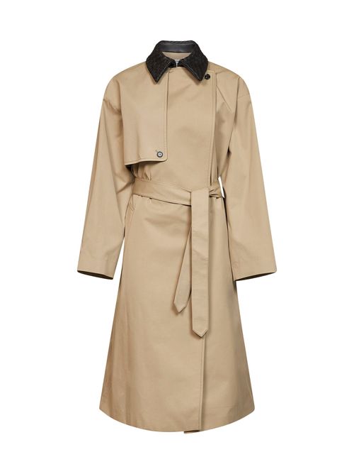 Water-Resistant Cotton Trench Coat — Beige
