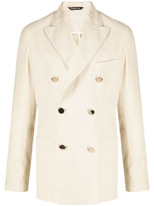 Long-sleeved double-breasted blazer - Neutrals