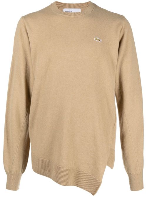 X Lacoste asymmetric wool sweatshirt - Brown