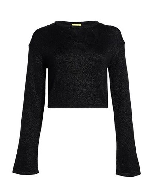 Woman Sweater Black Size L Cotton, Metallic fiber