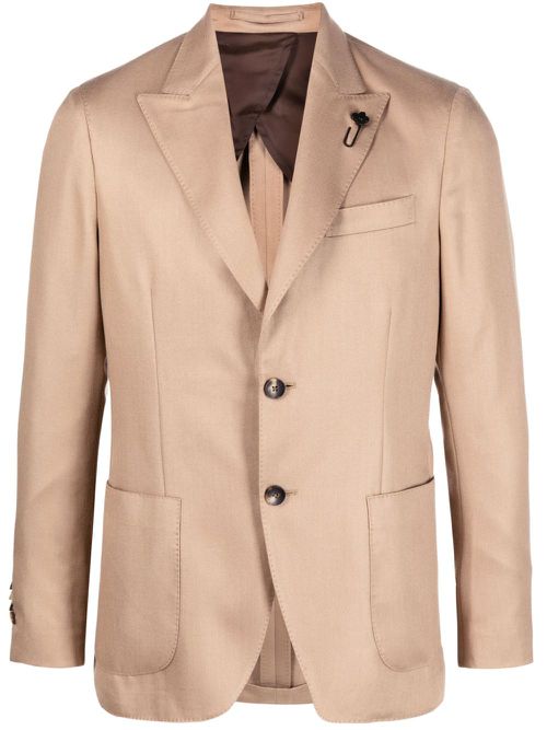 Slim-cut single-breasted blazer - Neutrals