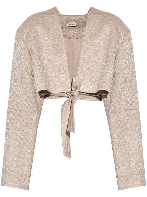 Tied-waist cropped jacket - Neutrals