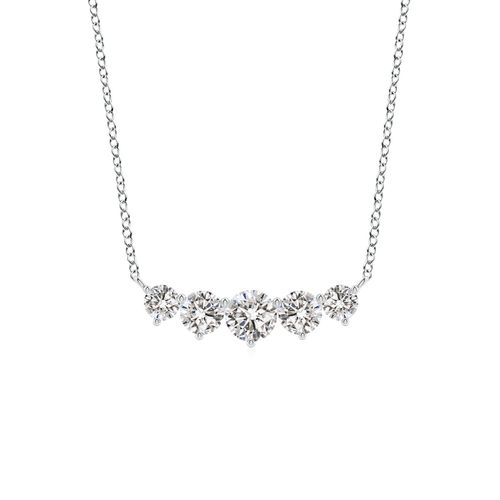 Angara 0.5 Carat Graduated Five Stone Round Diamond Necklace in Platinum