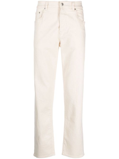 Logo-appliqué high-rise jeans - Neutrals