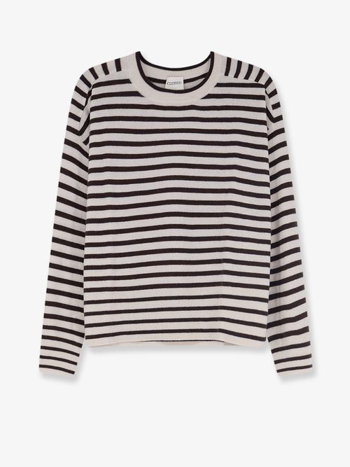 Striped Cashmere Sweater — White