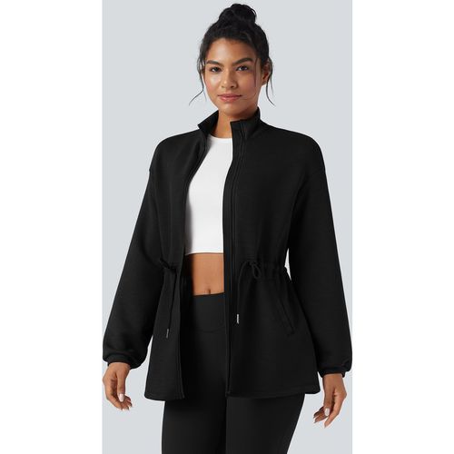 Halara SpacerTek™ Turtleneck Long Sleeve Drawstring Casual Jacket with Pockets - Black