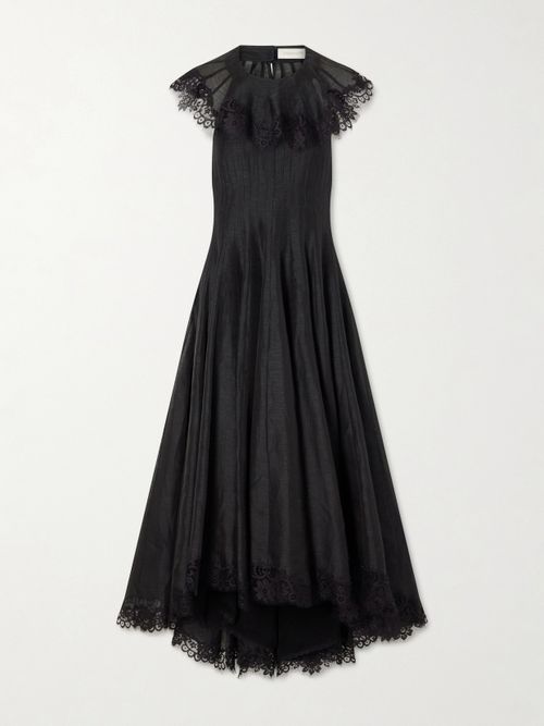 Ascent Flutter Lace-trimmed Linen And Silk-blend Gown