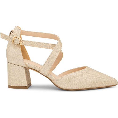 Shimmer 'Farrah' Wide Fit Mid Block Heel Cross Strap Court Shoe