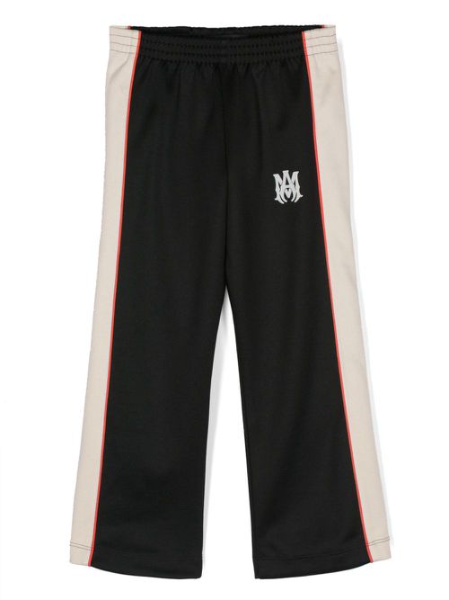 Logo-appliqué straight track pants - Black