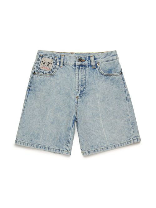 Logo-patch denim shorts - Blue