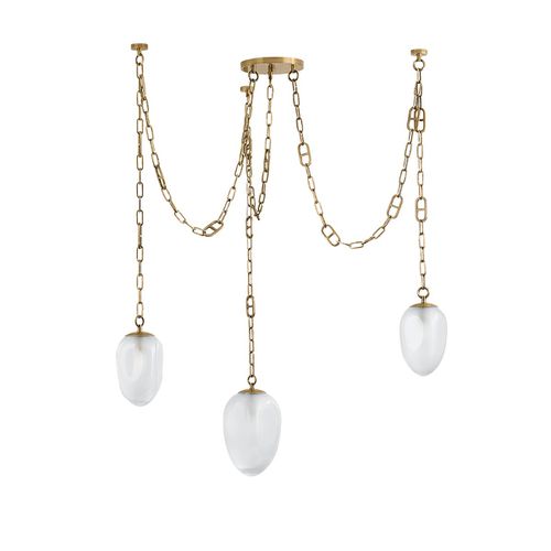 Vintage Brass Three Light Chandelier from the Daith Collection