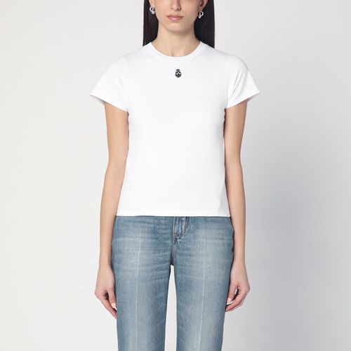 Alexander McQueen 여성 White T-shirt with Skull embroidery 819193QLAEH/Q_ALEXQ-9000_102-40