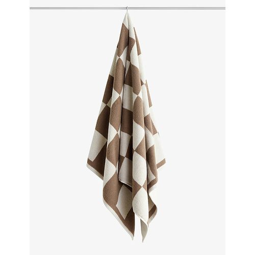 Brown Check-design Cotton Hand Towel Bath Mat