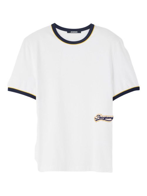 Le Gio contrast-trimmed logo T-shirt - White
